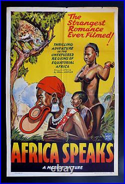 AFRICA SPEAKS? CineMasterpieces 1SH ORIGINAL MOVIE POSTER 1930s TRIBAL BLACK