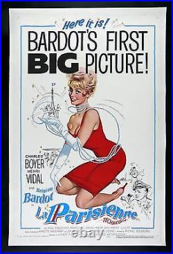 LA PARISIENNE CineMasterpieces BRIGITTE BARDOT PARIS FRANCE MOVIE POSTER 1958