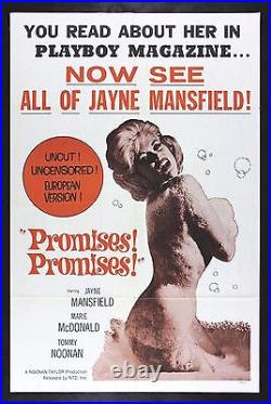 PROMISES PROMISES! CineMasterpieces MOVIE POSTER 1963 JAYNE MANSFIELD PLAYBOY