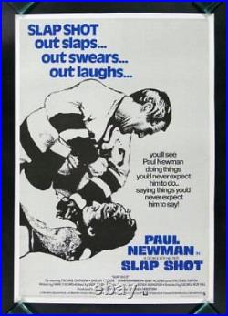 SLAP SHOT CineMasterpieces PAUL NEWMAN HOCKEY MOVIE POSTER RARE FIGHTING 1977
