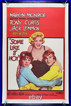 SOME LIKE IT HOT CineMasterpieces ORIGINAL MOVIE POSTER 1959 MARILYN MONROE